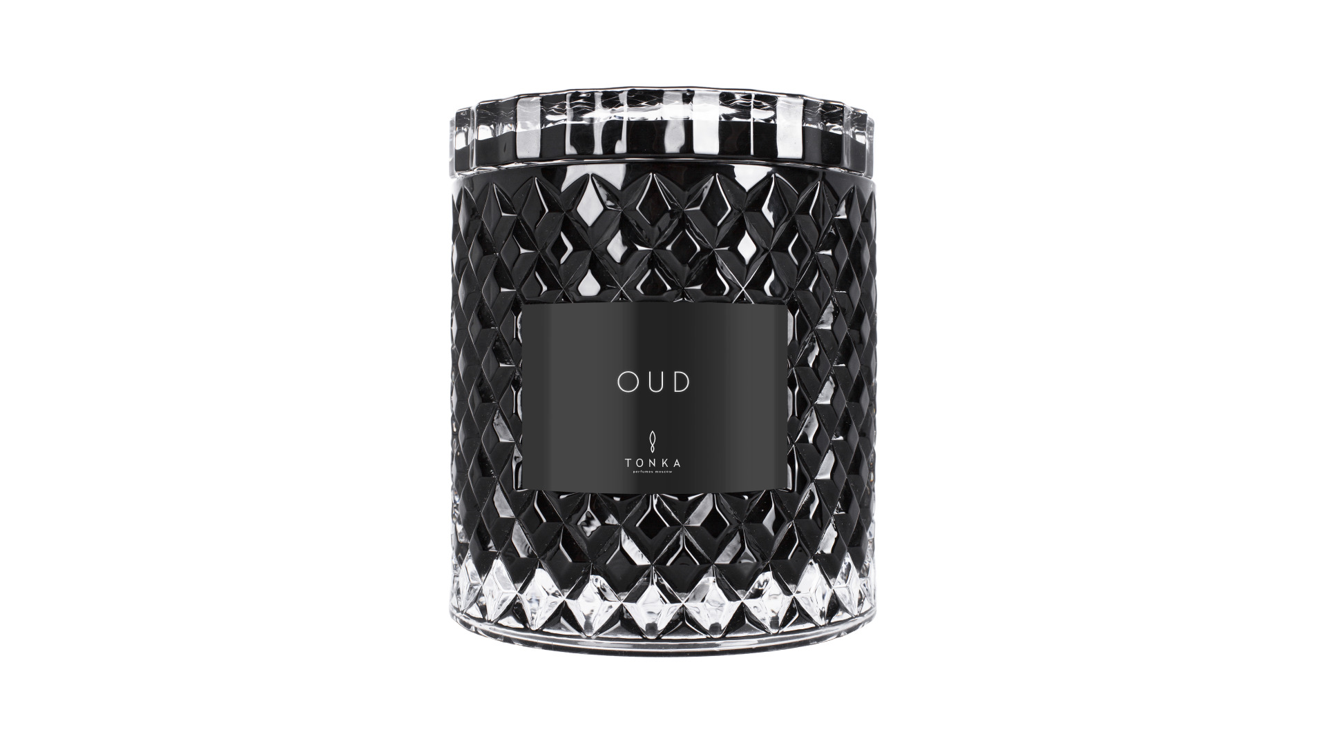 Свеча ароматическая в деревянном коробе со стеклом Tonka OUD 2 л, черная, п/к