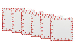 Набор салфеток сервировочных Венизное кружево Соренто 43x43 см, 6 шт, лен, белый с красным, п/к