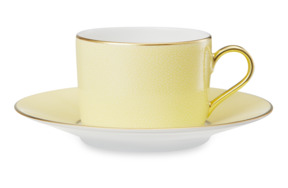 Чашка чайная с блюдцем Legle Разбитое сердце 150 мл, светло-желтая, золотой кант, фарфор, п/к