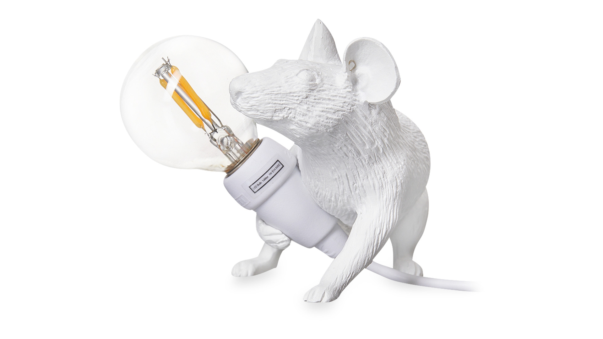 Настольная лампа Selleti Мышь лежит USB 21x6 см, h8 см, смола, белая