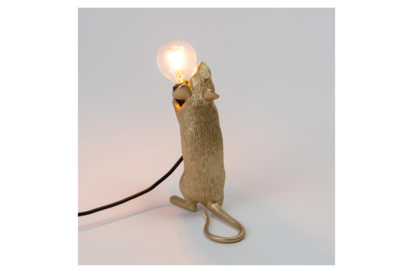 Настольная лампа Seletti Мышь стоит USB 6x13 см, h14 см, смола, золотая