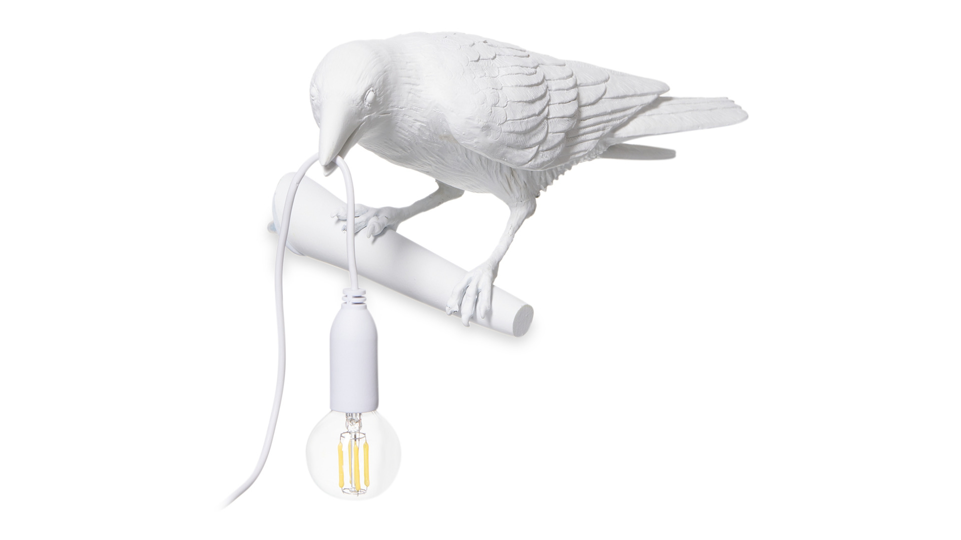 Настенный светильник Seletti Птица смотрит налево 32,8x14,5 см, смола, белый