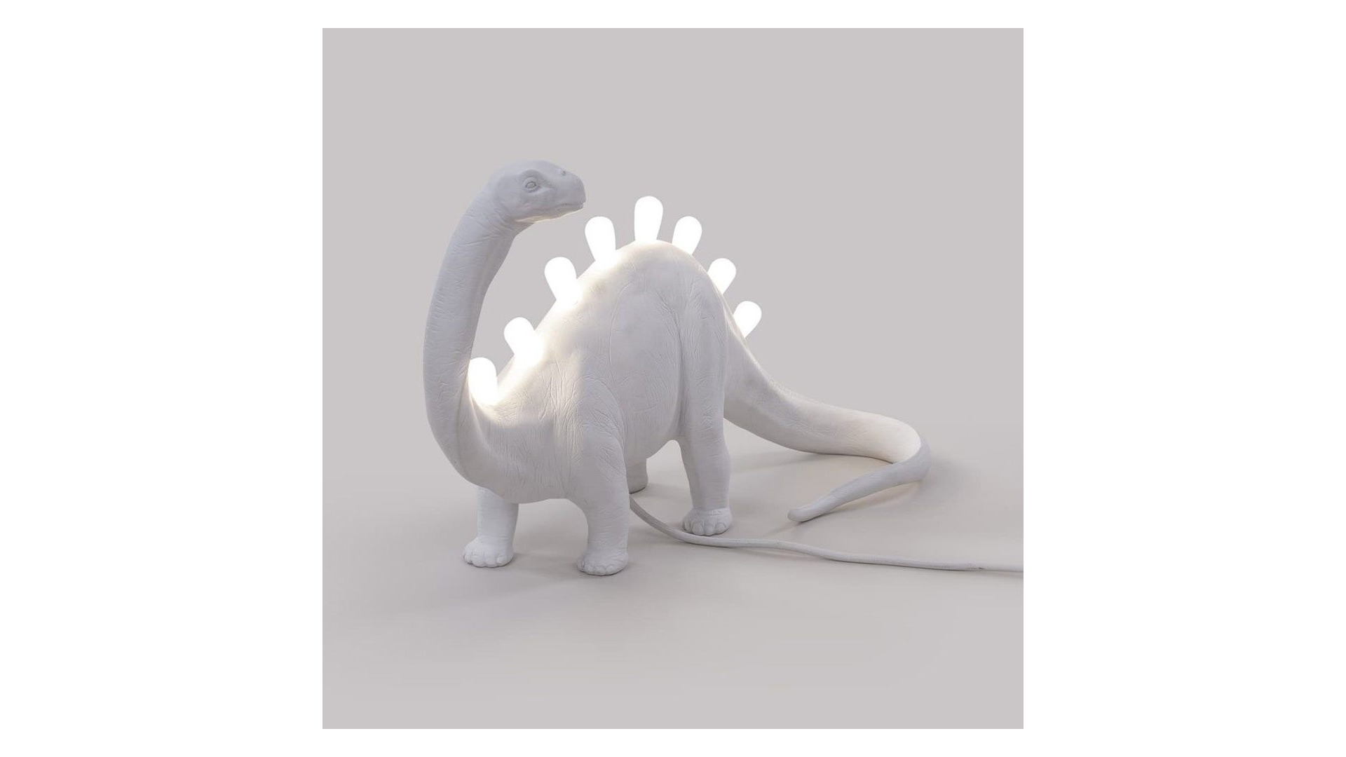 Настольная лампа Seletti Бронтозавр USB 49х17 h31 см, смола, белая