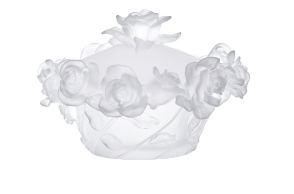 Конфетница с крышкой Decor de table Роза 17 см, хрусталь, белая