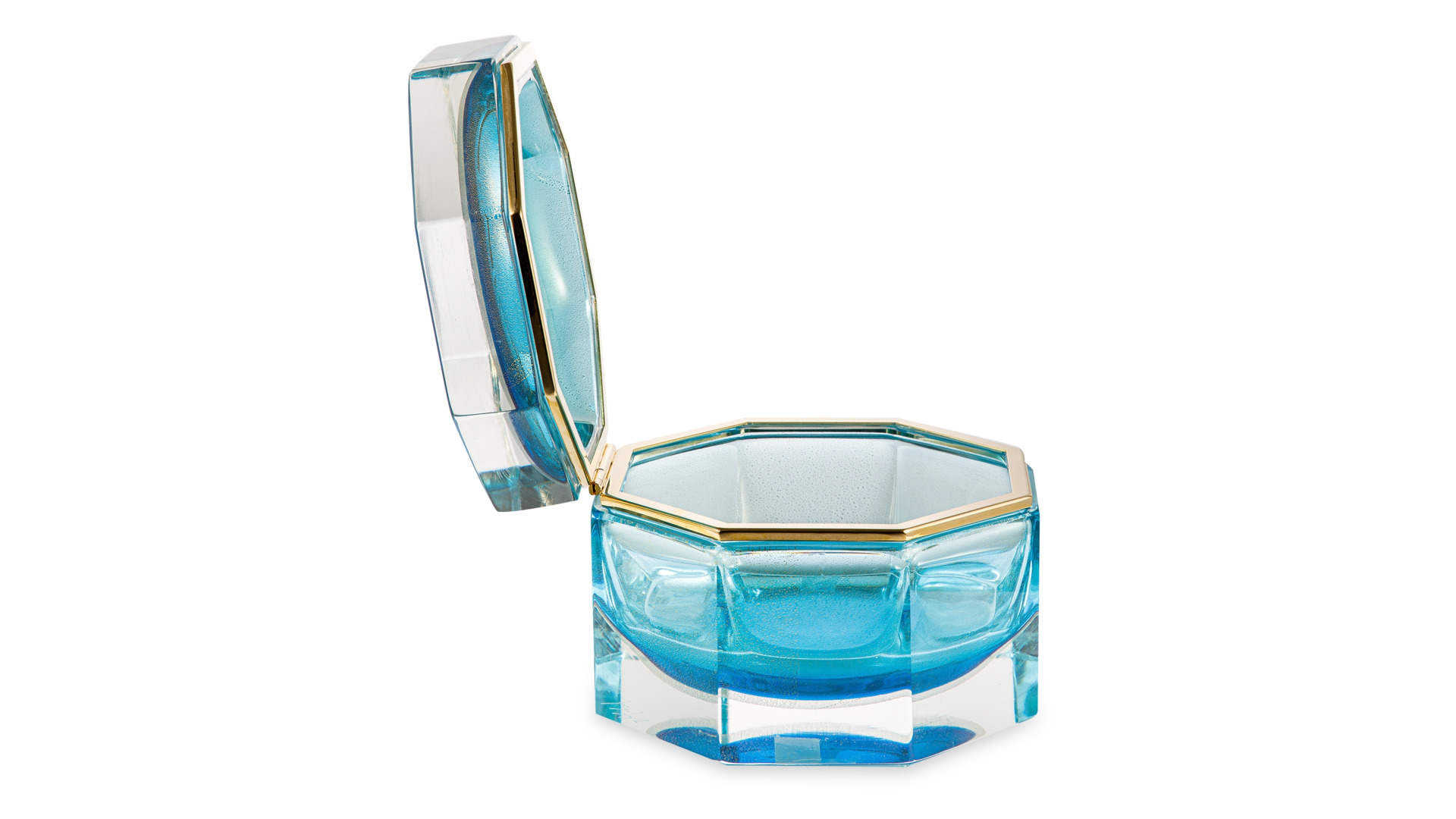 Шкатулка для ювелирных украшений Alessandro Mandruzzato, стекло муранское, голубая