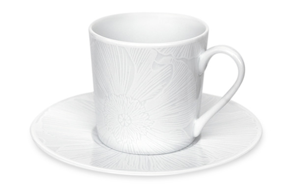 Чашка для эспрессо с блюдцем Taitu Белая природа 100 мл, фарфор твердый, белая