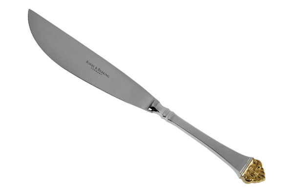 Нож и вилка для мяса Robbe&Berking Розенмустер, серебро 925+позолота