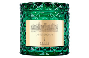 Свеча ароматическая Tonka Amsterdam 50 мл, стакан зеленый, тубус