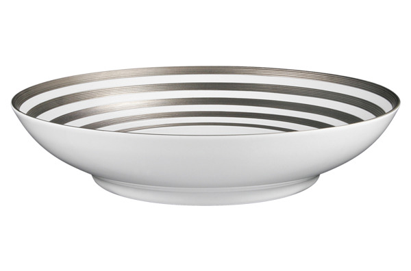 Тарелка суповая JL Coquet Хемисфер Узкие полосы, платиновые 19,5 см