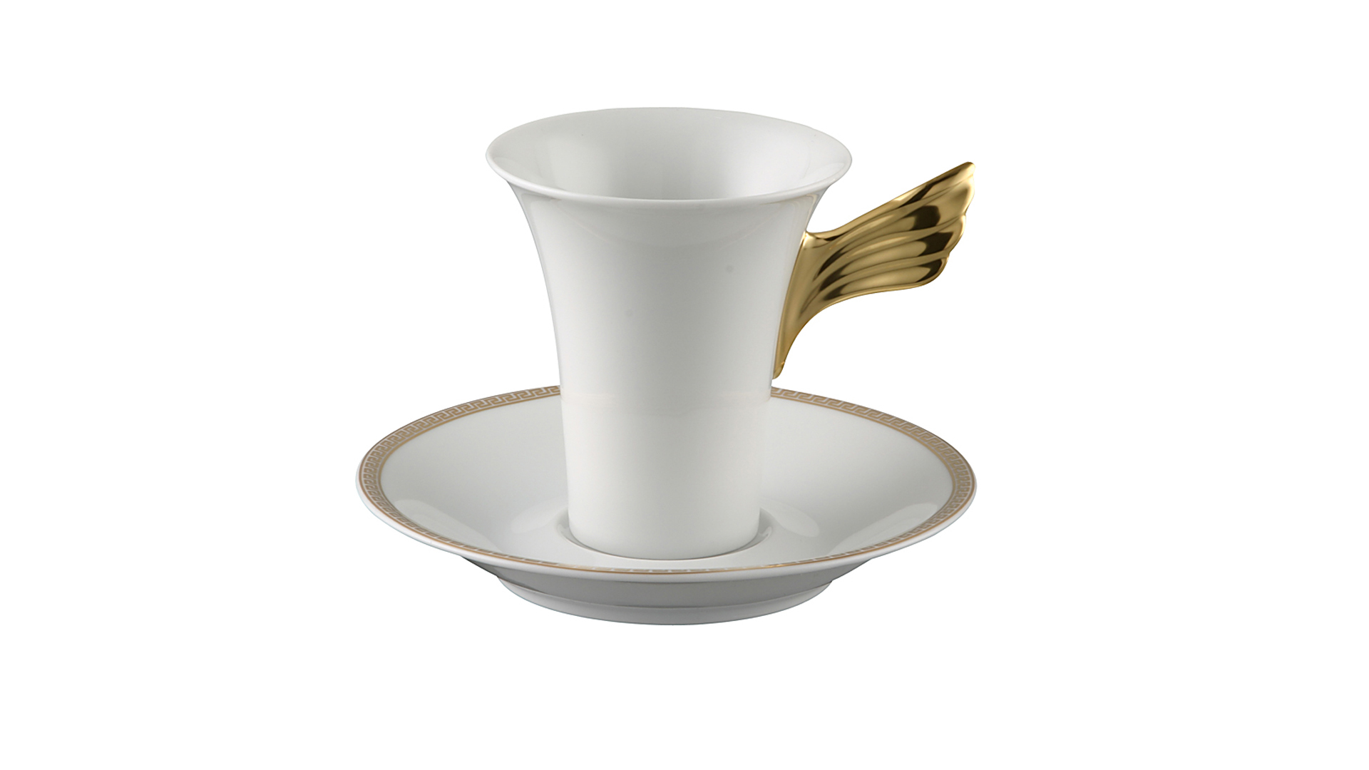 Чашка кофейная с блюдцем Rosenthal Versace Золотой меандр 180 мл, фарфор