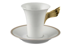 Чашка кофейная с блюдцем Rosenthal Versace Золотой меандр 180 мл, фарфор