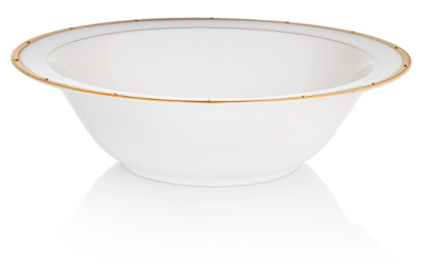 Салатник круглый Noritake Рочель Золотой кант 24,5 см, фарфор костяной