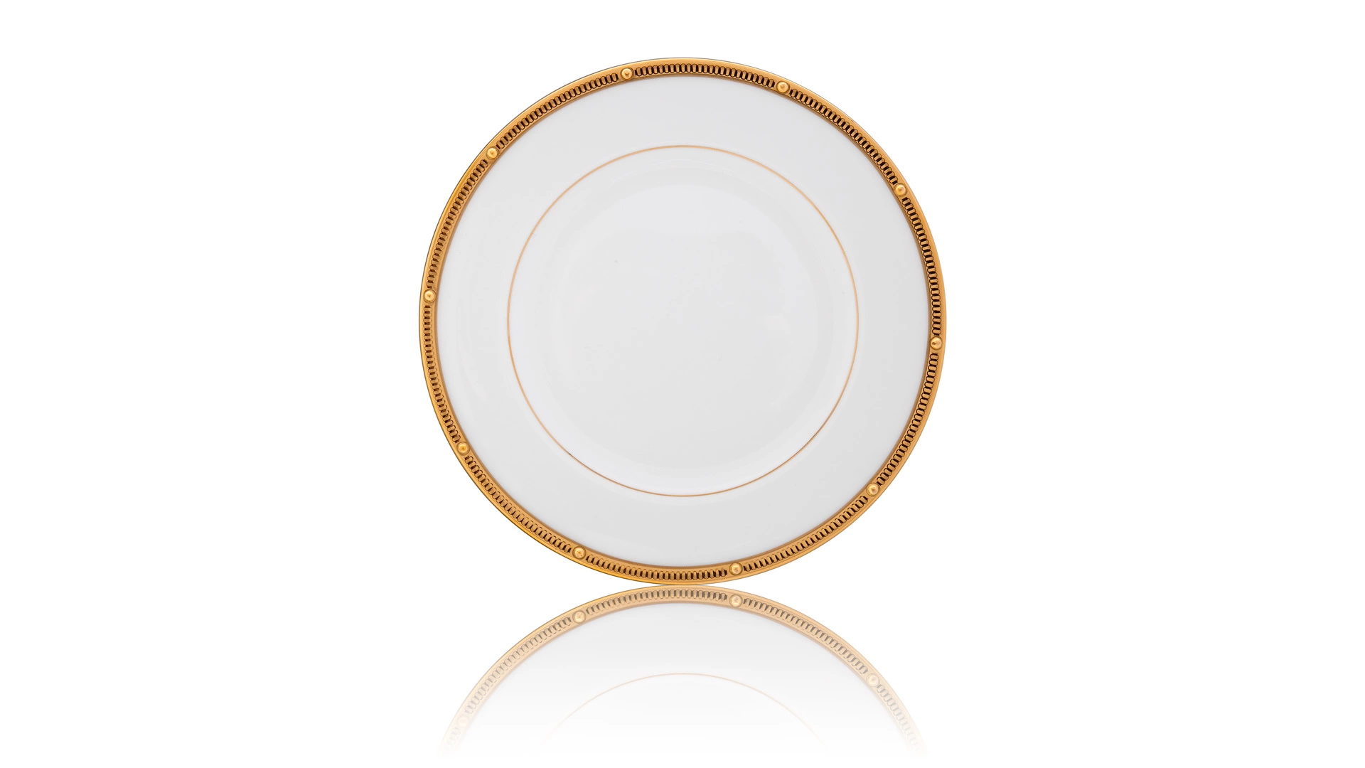 Тарелка десертная Noritake Рочель Золотой кант 17 см, фарфор костяной