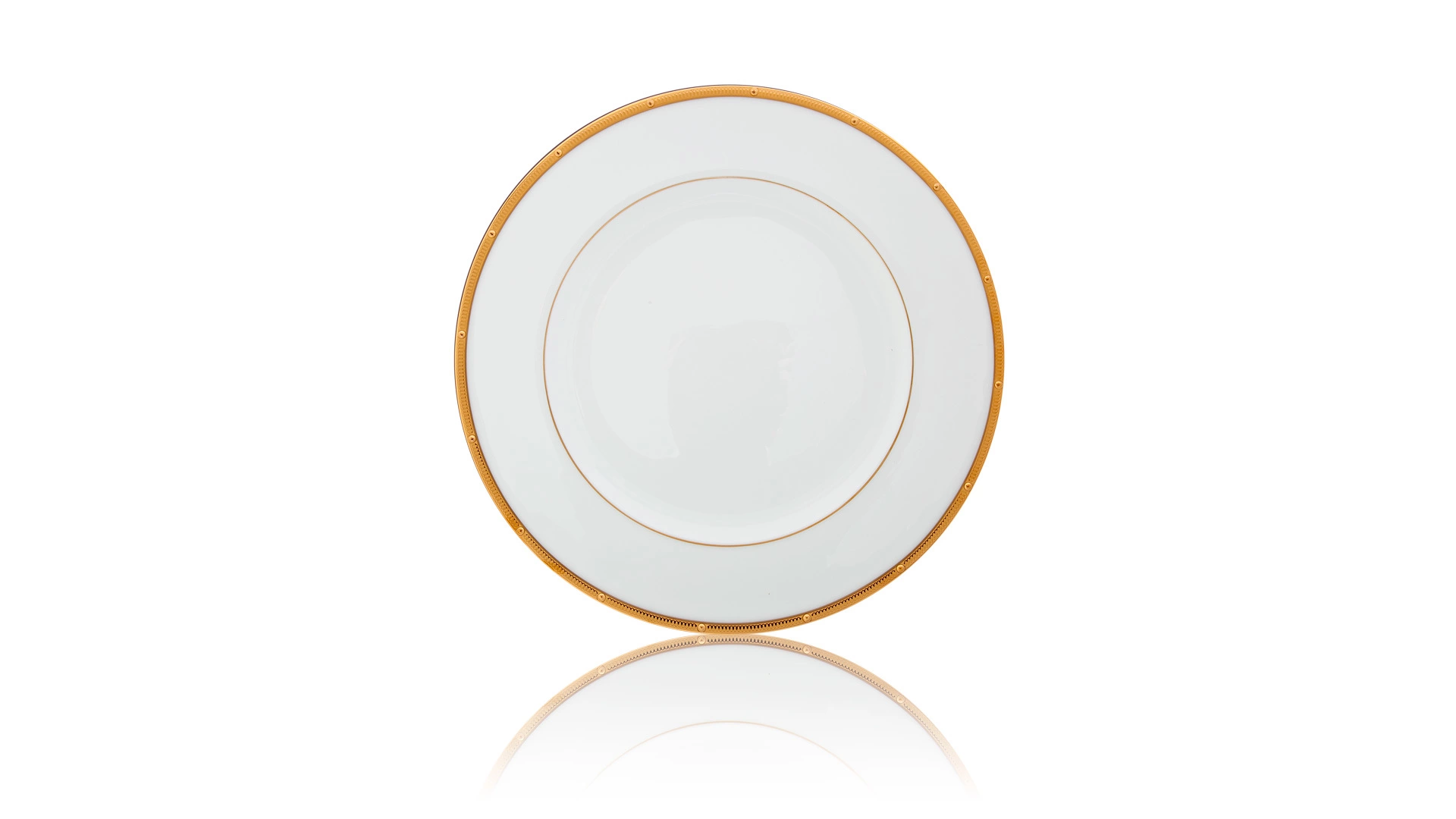 Тарелка закусочная Noritake Рочель Золотой кант 22 см, фарфор костяной