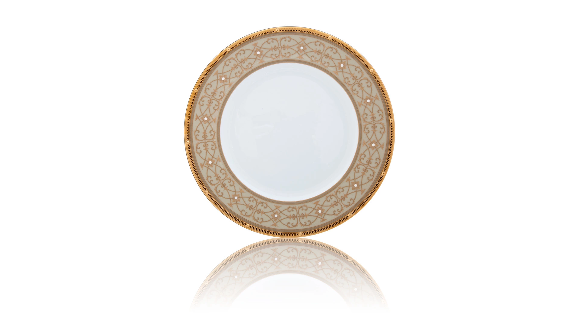 Тарелка акцентная Noritake Рочель Золотой кант 23 см, фарфор костяной
