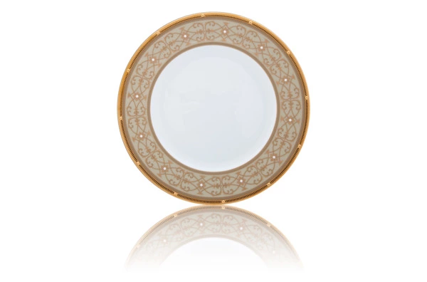 Тарелка акцентная Noritake Рочель Золотой кант 23 см, фарфор костяной