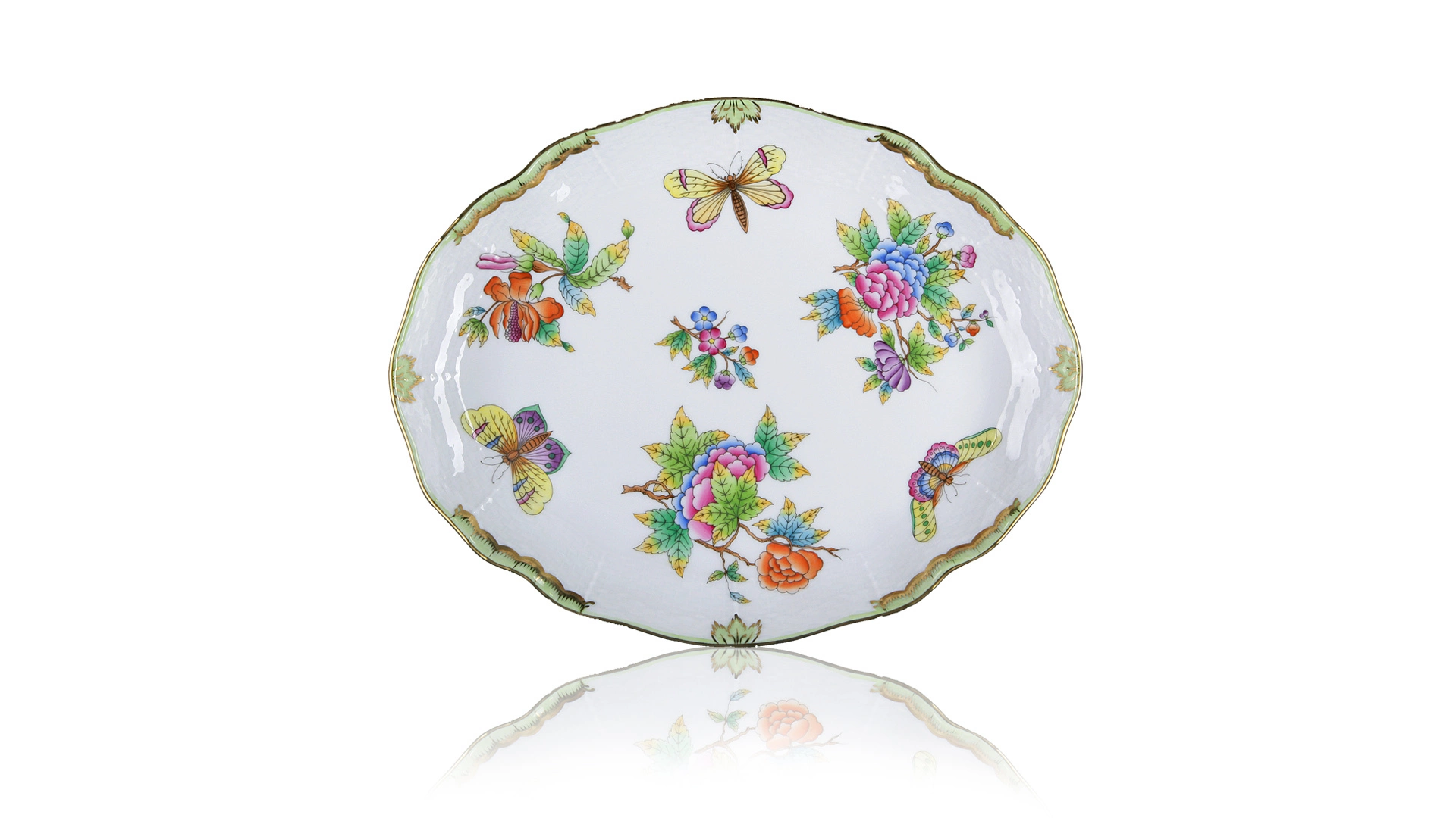 Блюдо овальное с резным краем Herend Виктория 22 см