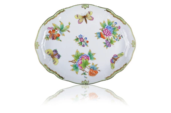 Блюдо овальное с резным краем Herend Виктория 22 см