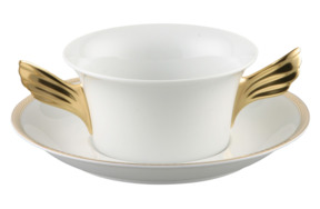 Чашка суповая с блюдцем Rosenthal Versace Золотой меандр 300 мл, фарфор