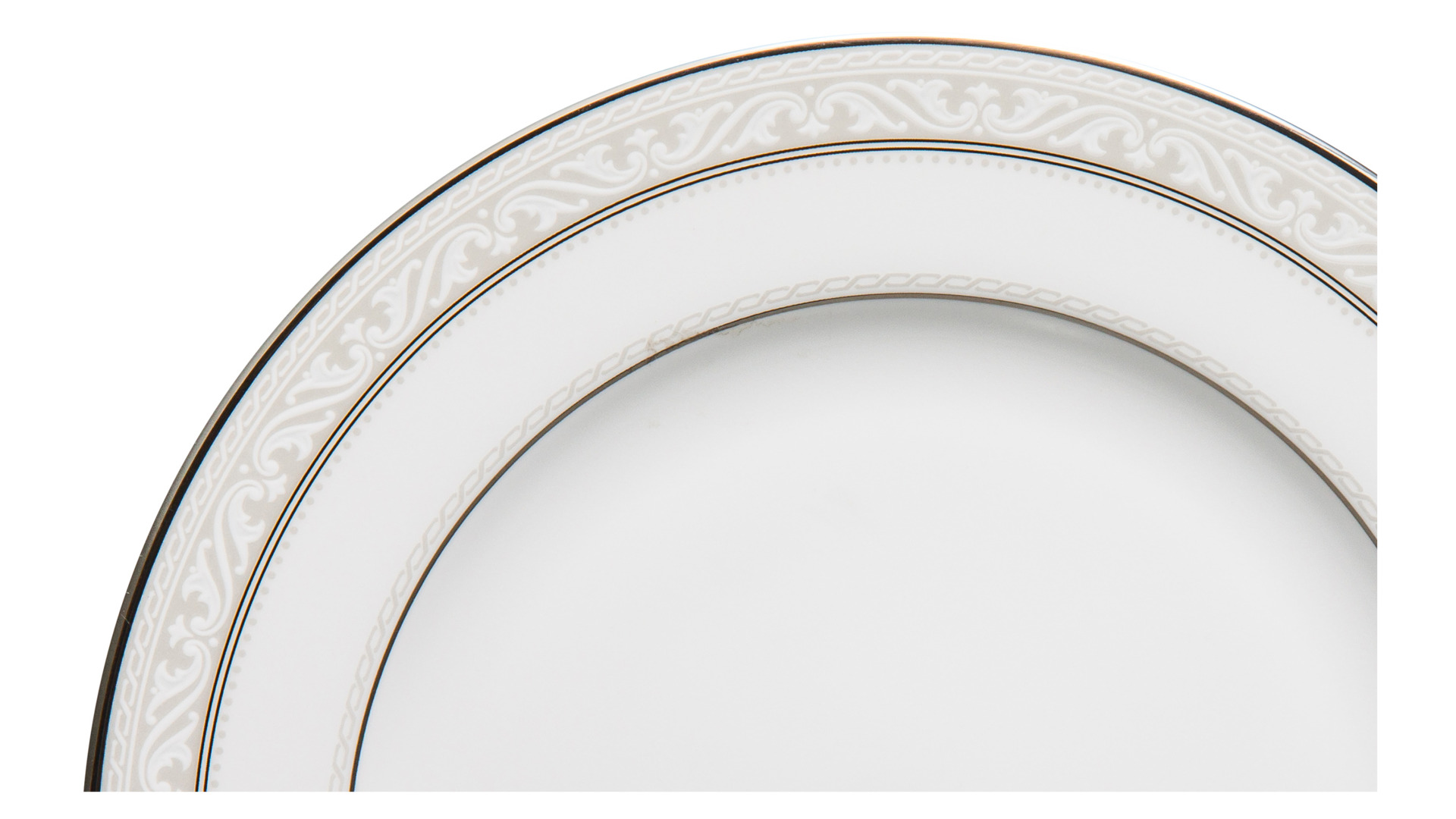 Тарелка пирожковая Noritake Монтвейл Платиновый кант 16,5 см, фарфор костяной