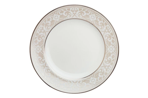 Тарелка закусочная Noritake Монтвейл Платиновый кант 21 см, фарфор костяной