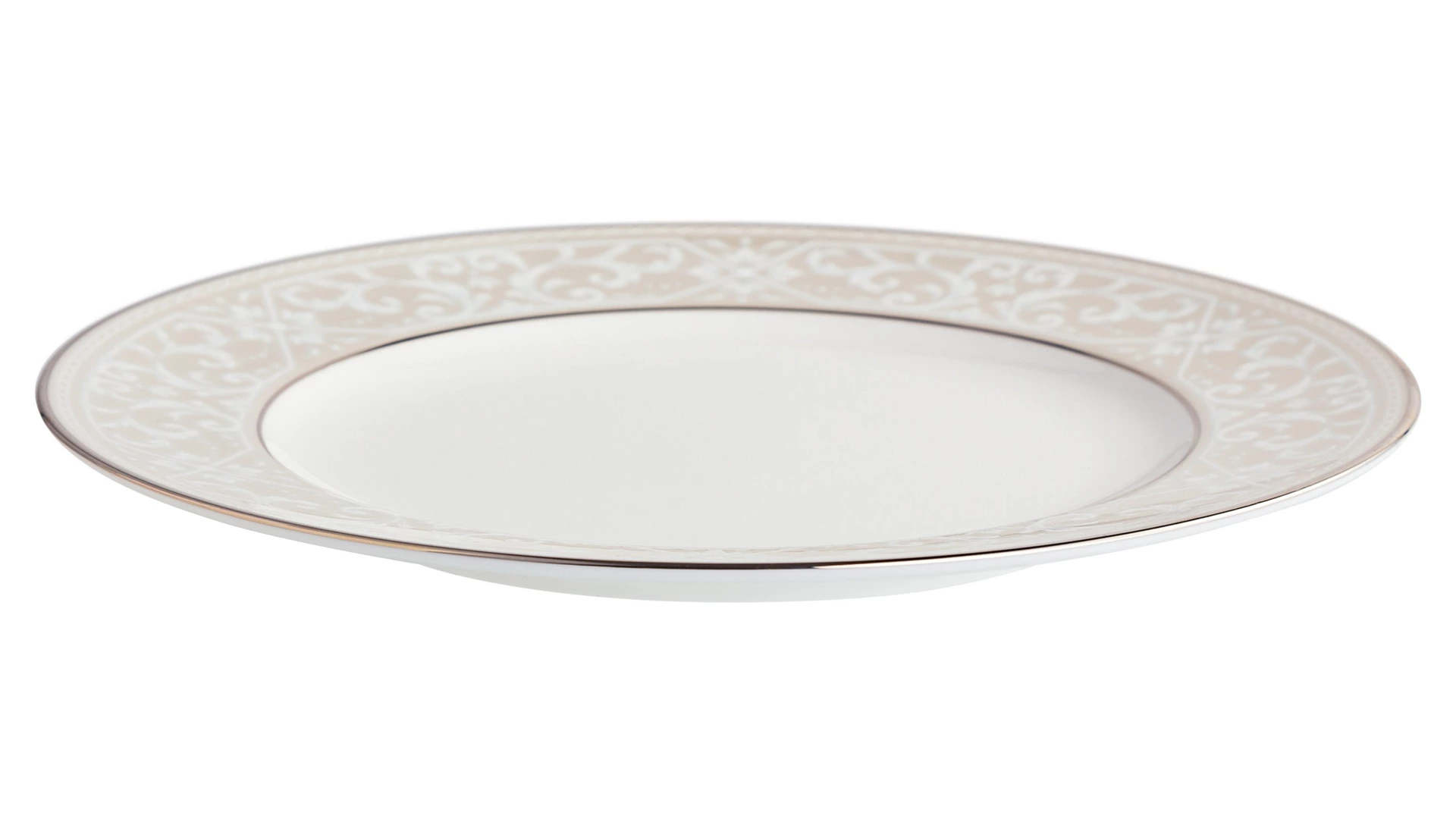Тарелка закусочная Noritake Монтвейл Платиновый кант 21 см, фарфор костяной