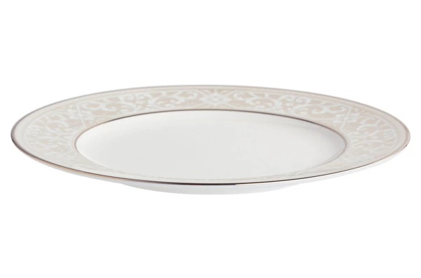 Тарелка закусочная Noritake Монтвейл Платиновый кант 21 см, фарфор костяной