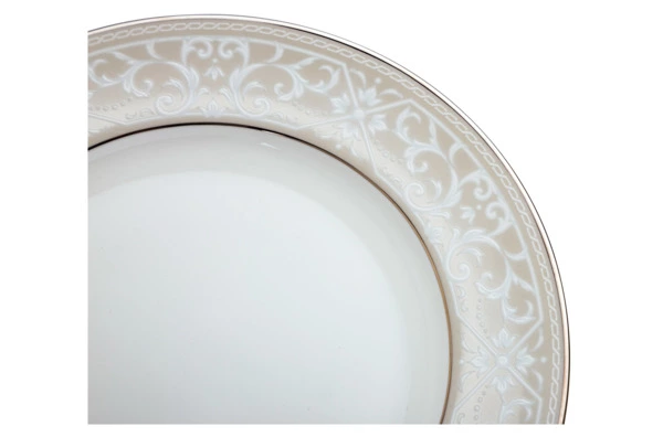 Тарелка закусочная Noritake Монтвейл Платиновый кант 21 см, фарфор костяной