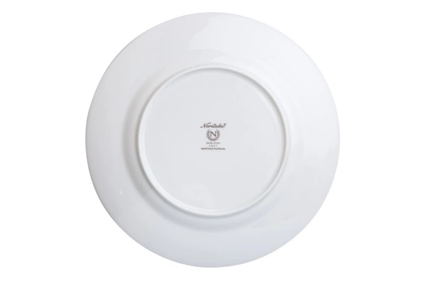 Тарелка закусочная Noritake Монтвейл Платиновый кант 21 см, фарфор костяной