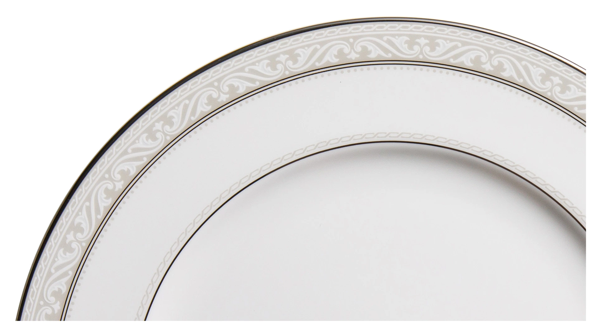 Тарелка обеденная Noritake Монтвейл Платиновый кант 27 см, фарфор костяной