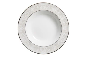 Тарелка суповая Noritake Монтвейл Платиновый кант 21 см, фарфор костяной
