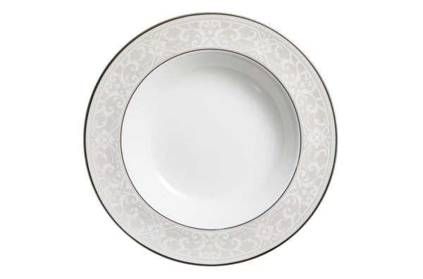 Тарелка суповая Noritake Монтвейл Платиновый кант 21 см, фарфор костяной