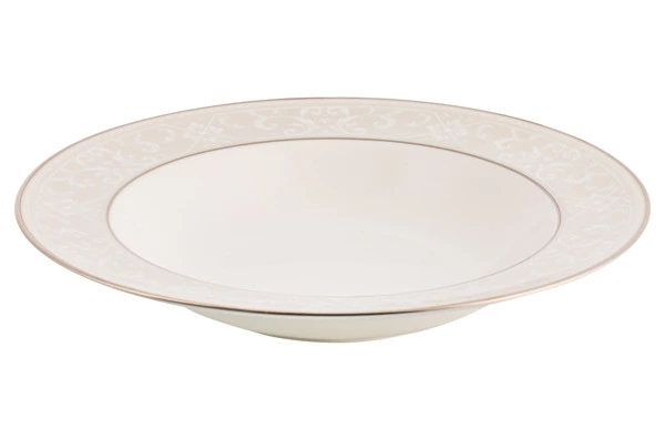 Тарелка суповая Noritake Монтвейл Платиновый кант 21 см, фарфор костяной