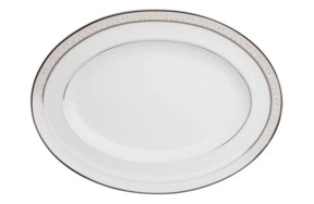 Блюдо овальное Noritake Монтвейл Платиновый кант 31 см, фарфор костяной