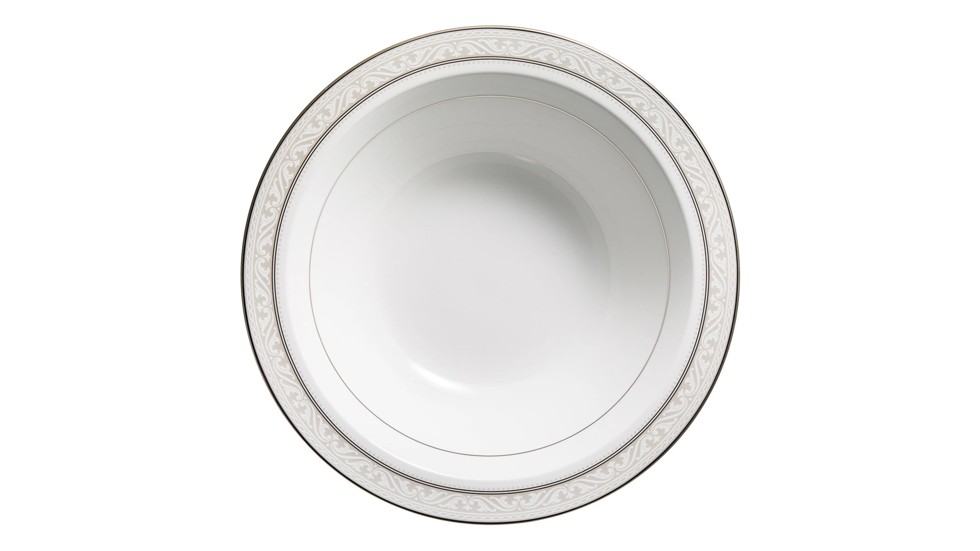Салатник круглый Noritake Монтвейл Платиновый кант 24,5 см, фарфор костяной