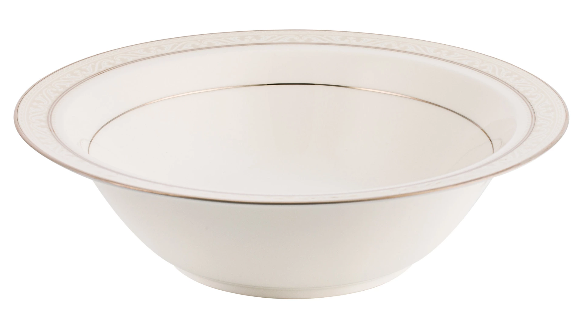 Салатник круглый Noritake Монтвейл Платиновый кант 24,5 см, фарфор костяной