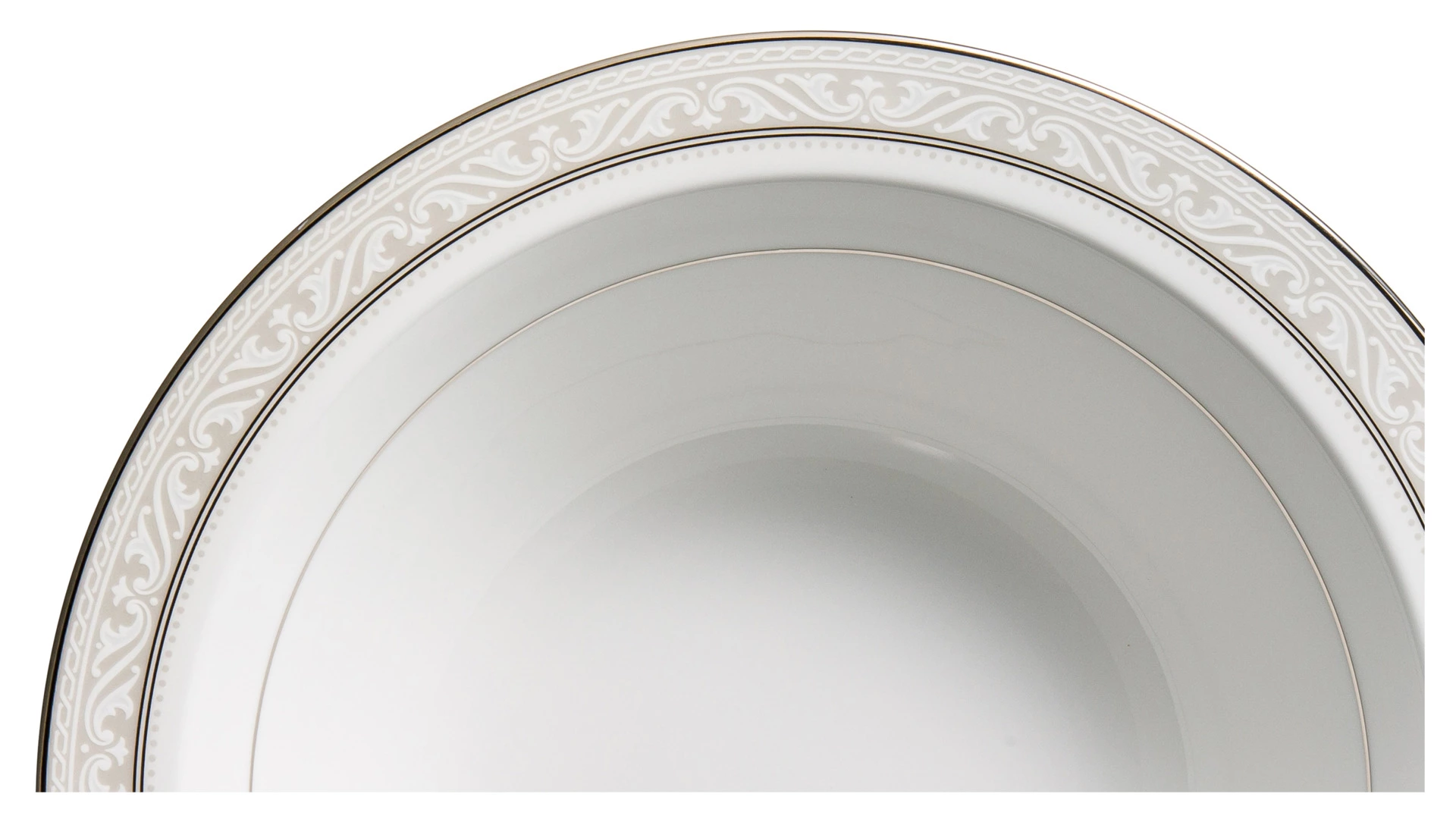 Салатник круглый Noritake Монтвейл Платиновый кант 24,5 см, фарфор костяной