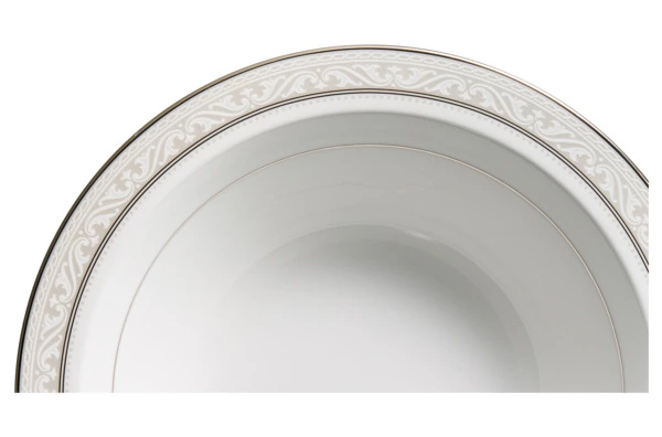Салатник круглый Noritake Монтвейл Платиновый кант 24,5 см, фарфор костяной