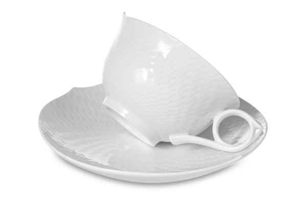 Чашка чайная с блюдцем Meissen 170мл Игра волн, рельеф, белый