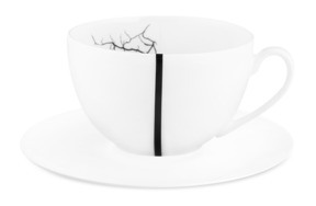 Чашка чайно-кофейная с блюдцем Dibbern Чёрный лес Белый декор 250 мл
