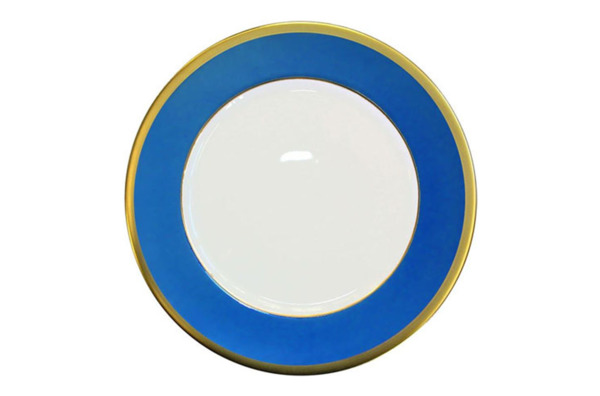 Тарелка обеденная 28см "Китайский лак, золотой кант" (голубой)