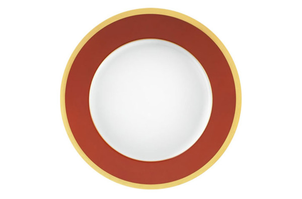 Тарелка обеденная 28см "Китайский лак, золотой кант" (кирпичный)