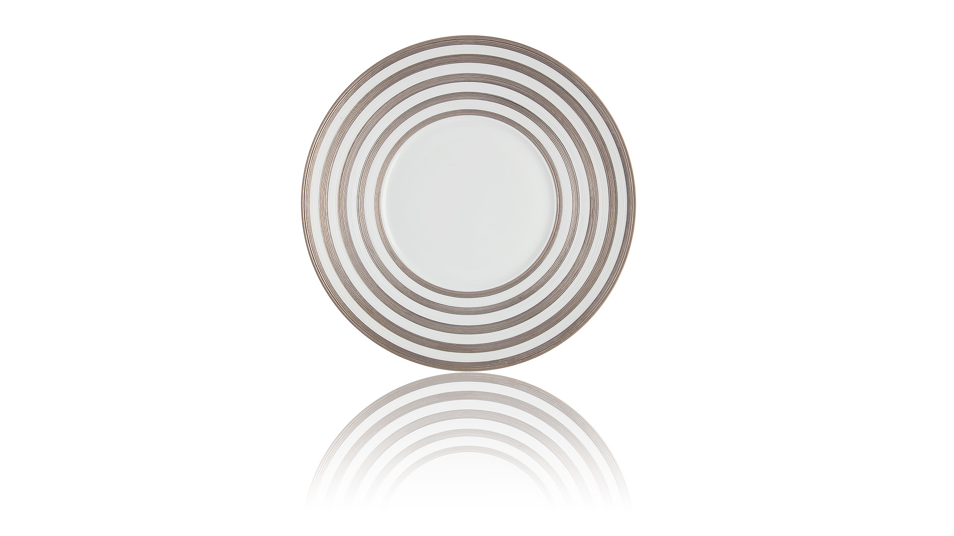 Тарелка обеденная JL Coquet Хемисфер Узкие полосы, платиновые 26 см