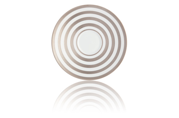 Блюдце к чашке для завтрака JL Coquet Хемисфер Узкие полосы, платиновые 17,5 см