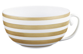 Чашка для завтрака JL Coquet Хемисфер Узкие полосы, золотые 400 мл