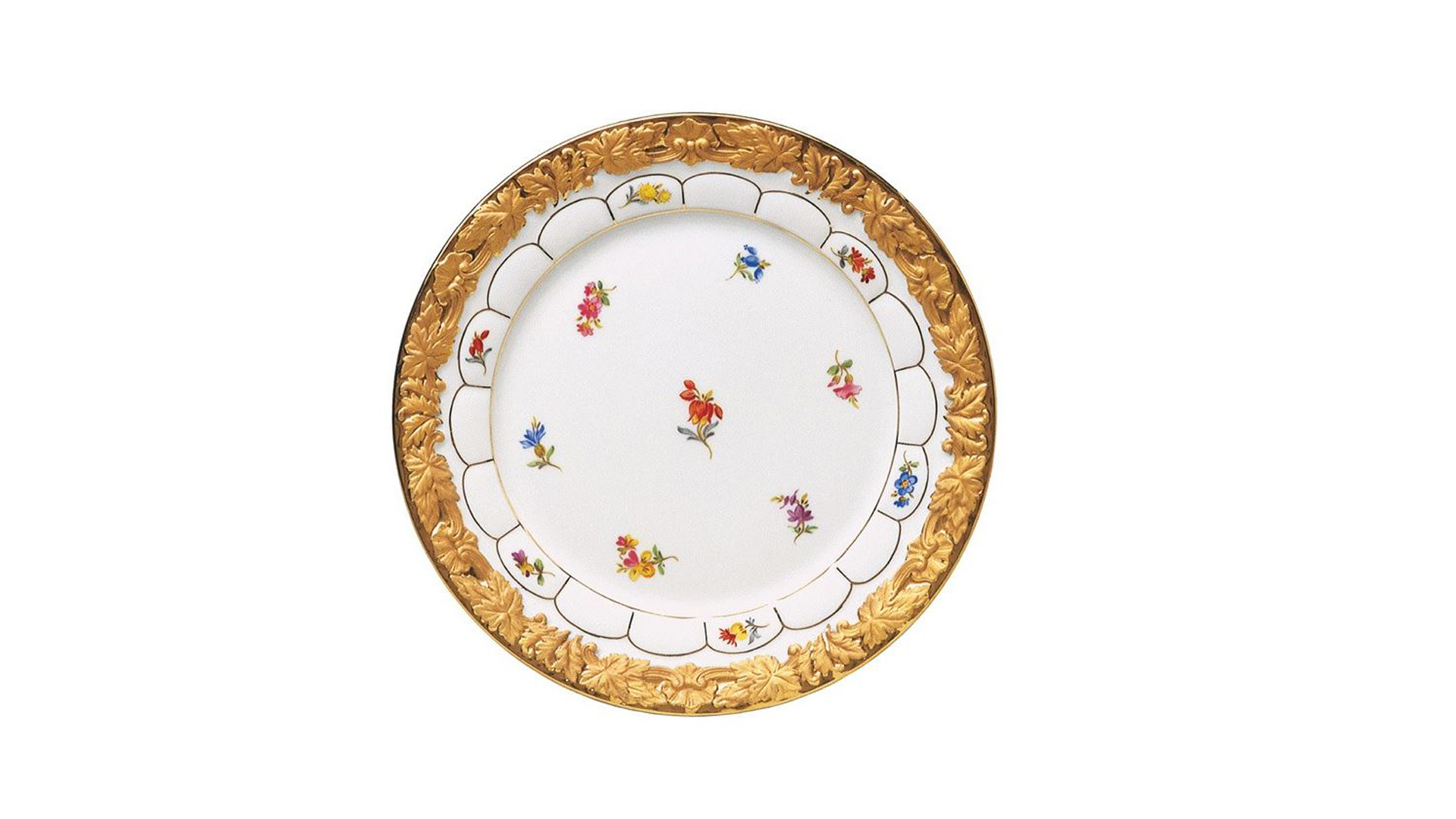 Тарелка десертная Meissen 19 см Форма - Икс, россыпь цветов