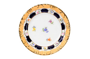 Тарелка пирожковая Meissen 14 см Форма - Икс, россыпь цветов, кобальт