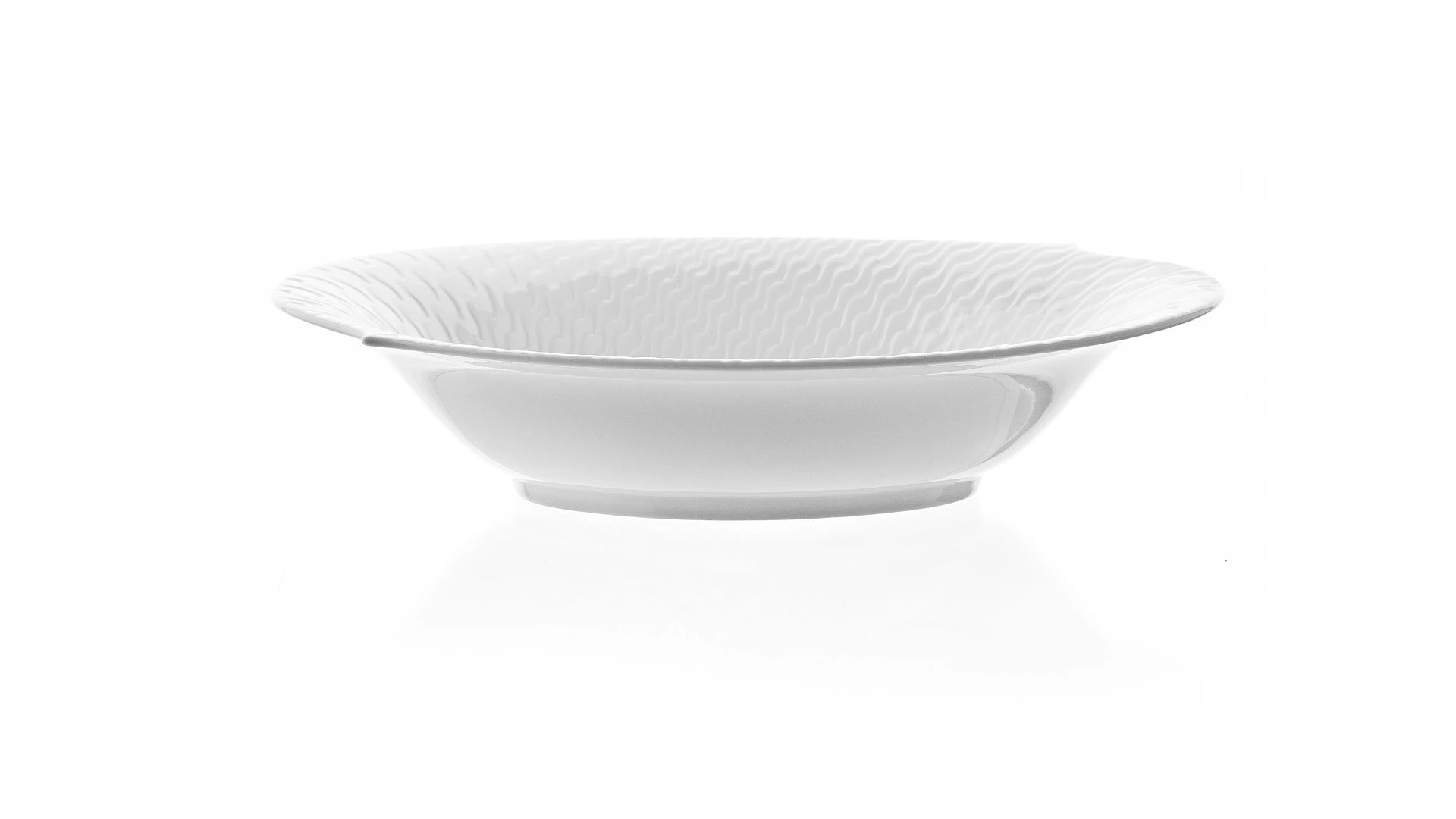 Блюдо для гарнира овальное Meissen Игра волн, рельеф, белый 28 см