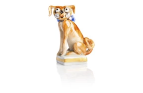 Фигурка Meissen 6 см Мопс с бантом, ПШтранг СОБАКИ