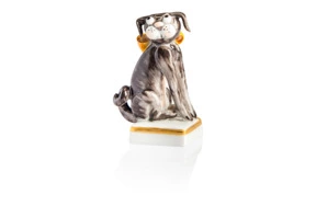 Фигурка Meissen 5 см Мопс с бантом, ПШтранг СОБАКИ